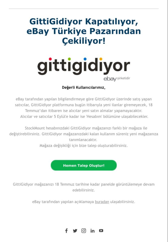 ebay gitti gidiyor sitesini kapatacagini duyurdu